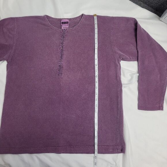 VINTAGE 90s top faded maroon long sleeve boxy hook and eye M - Picture 10 of 10